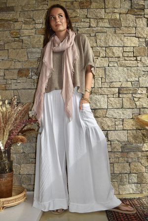 Basso Shirring Sailor Pant White